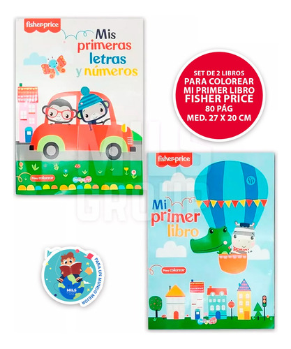 Set De 2 Libros Para Colorear Fisher Price Mi Primer Libro