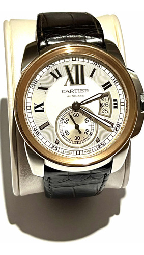 Reloj Calibre De Cartier Bisel De Oro 18k Automático (3389)