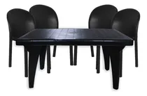 Comprar Combo 4 Sillas Barcelona Mascardi 1 Mesa Rectangular Negra