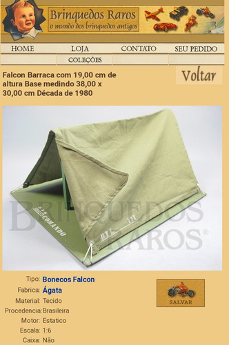 Boneco Falcon - Barraca Acampamento Para Boneco , Dec. 1980 (Usado)