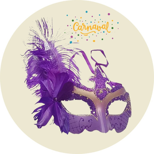 Máscara Carnaval Festa Fantasia Com Penas Flor Lateral Luxo 