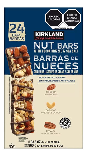 Ks Barras De Nueces Con Cacao Y Sal De Mar 24 Pzas De 40 G