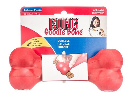 Kong Goodie Bone Médio Medium Brinquedo Borracha Osso Cães