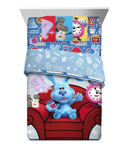 Set Sabanas Pistas D Blue Niño 4 Pzs P/ Cama Matrimonial *sk Color Azul Diseño De La Tela Estampado