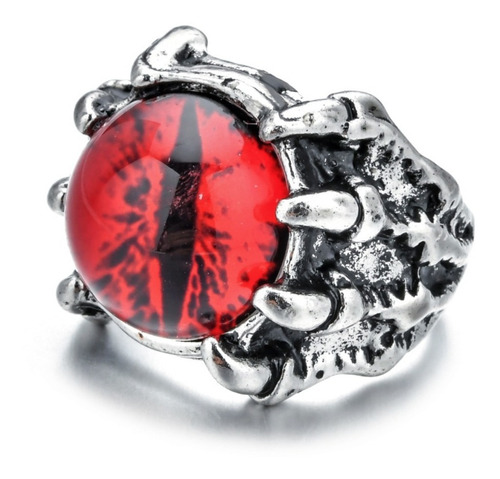 Anillo Ojo Ajustable Punk Vintage Rock Gotico Rojo Goth