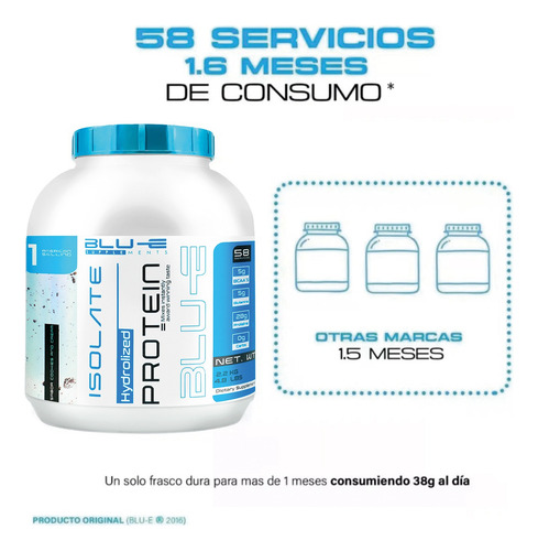 Proteína Whey Hidrolizada Isolate Blu-e 2.2kg Varios Sabores Galleta