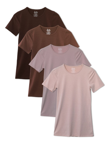 Kalon Paquete De 4 Camisetas Con Cuello Redondo Para Mujer,