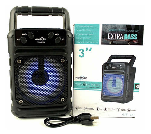 Parlante Portatil Bluetooth 3 Pulgadas Extra Bass Gts-1361