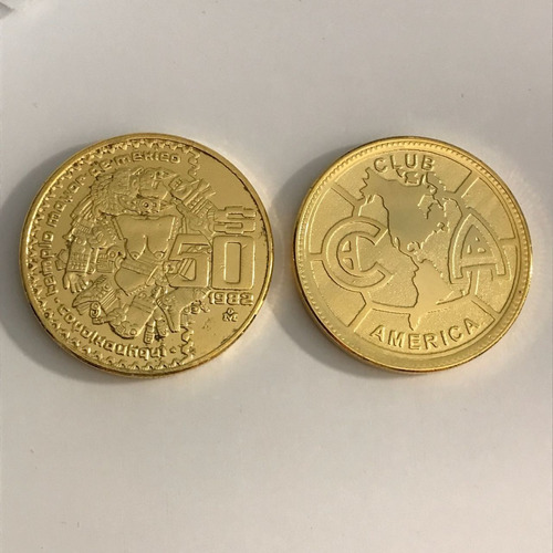 Imagen 2 de 10 de Moneda Club América Baño Oro 14k Original Regalo Soccer