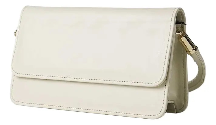 Cartera Mujer Minibag Lisa Solapa Hombro Herrajes Plata Cala Acabado De Los Herrajes Plateado Color Blanco Correa De Hombro Idem Cartera