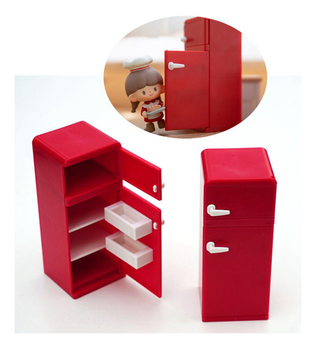 2 12 Escala Móveis De Casa De Bonecas Modelo De Vermelho