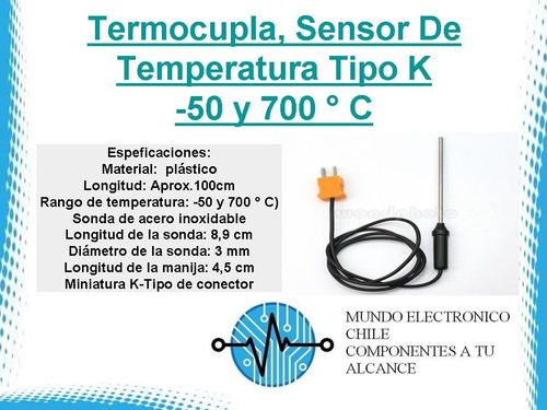 Termocupla, Sensor De Temperatura Tipo K -50 Y 700 ° C