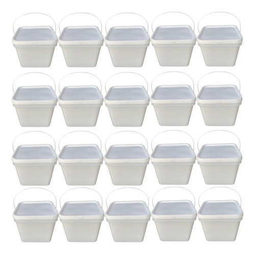 Pote para alimentos Nastripack Balde retang 3.6l tampa lacre p cozinha industrial-20pç 6L branco