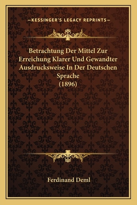 Libro Betrachtung Der Mittel Zur Erreichung Klarer Und Ge...