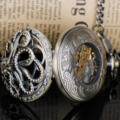 Reloj De Bolsillo Mecánico Dentily Modelo Steampunk Hombre Color