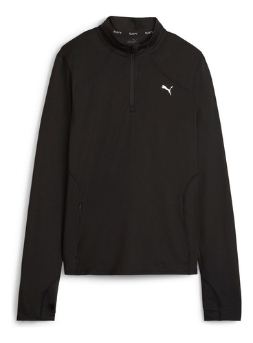 Sudadera Puma Run Cloudspun Quarter Zip Negra Mujer