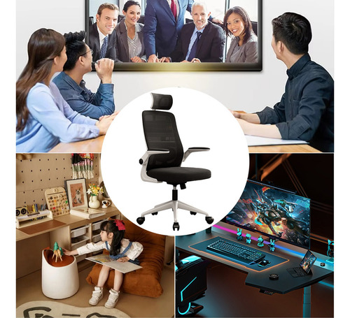Jeeleeko Silla Gamer Oficina Ergonómica Inclinable Del Tapizado Malla Color Blanco Material Del Tapizado Algodón Color Blanco