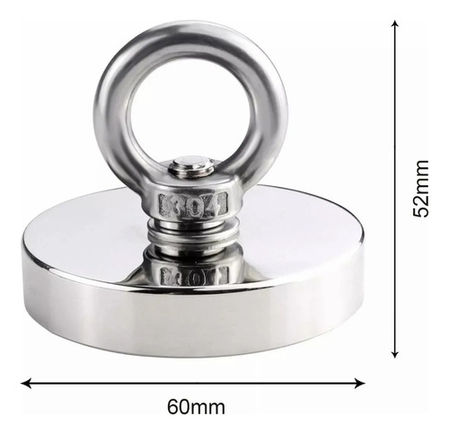 Yuhuangcheng Imán Neodimio Súper Magnético 120kg Gancho Pesca 60mm+cordón Kit de imán de pesca magnético con imán súper fuerte para tirar de grado magnético para pesca magnética y salvamento en río