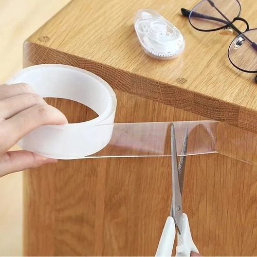 Imagen 4 de 8 de Cinta Doble Faz Transparente Silicona Nanotec 3cm X 3mts