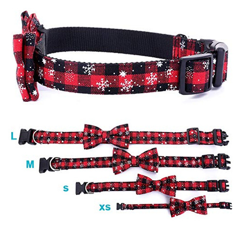Collar Navidad Perro Con Lazo Desmontable, Cuadros