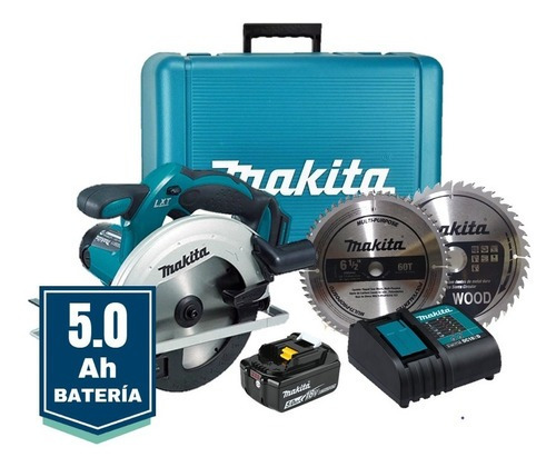 Sierra Circular Inalambrica Makita 2 Discos Bateria Maletin Color Azul