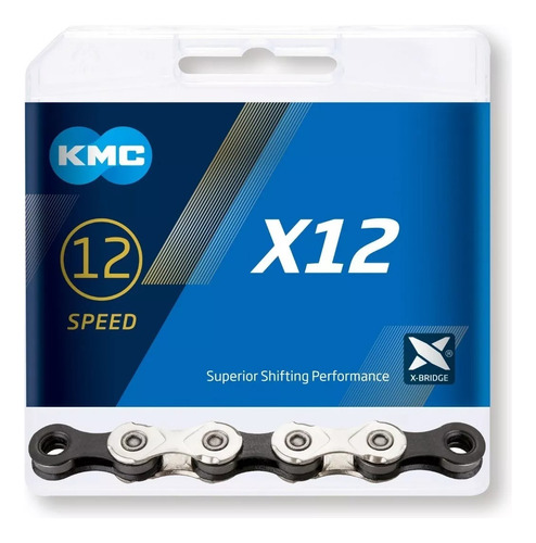 Cadena Kmc X12 12v Silver/black 126l Mtb Shimano-sram