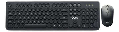 Kit de teclado e mouse sem fio OEX TM410 Português Brasil de cor preto