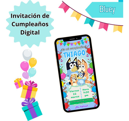Invitación De Cumpleaños Digital Bluey