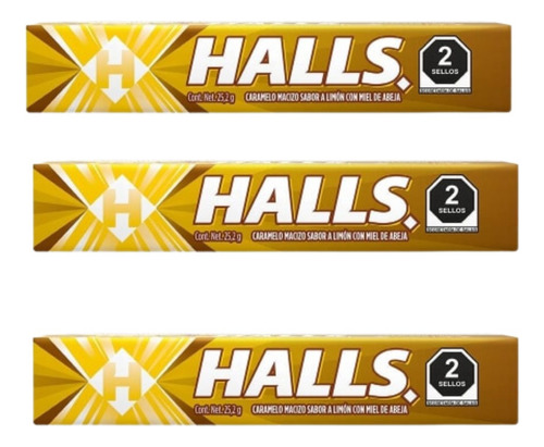 10 Pzas Caramelo Macizo Halls Sabor Limón Con Miel 9 Pzas