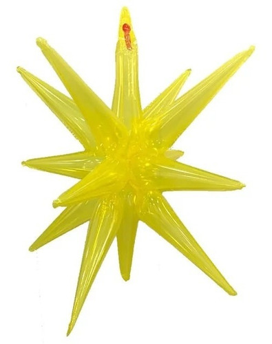 2 Globos Estrella  Color Amarillo Transparente 4d 14 Puntas 