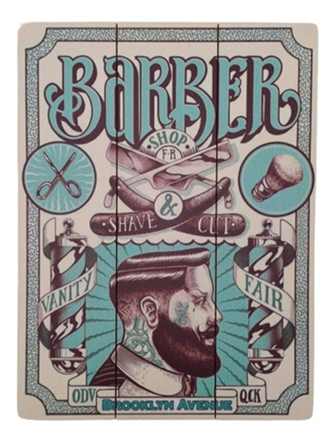 Retablo 30×45 Barber Shave Cut Azul Moblihouse