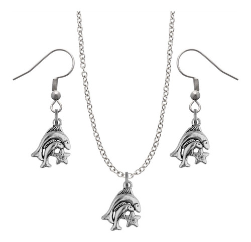 Kit Collar Y Aretes Signos Zodiaco Moda Dije Cadena Acero Plateado Libra