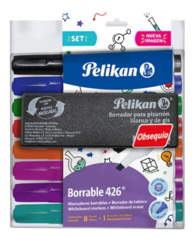 Marcador Pelikan Borrable X 8 Unidades Mas Borrador