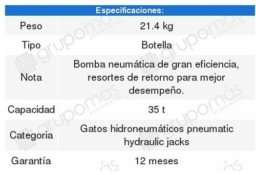 Gato Hidroneumático De Botella 35 T Mikels