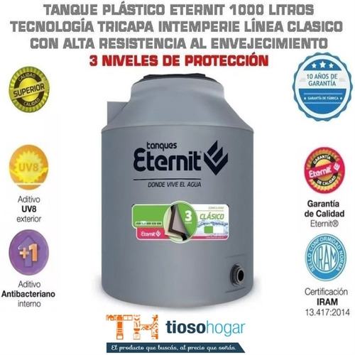 Tanque Agua 1000 Litros Tricapa Eternit Antibacter Envio