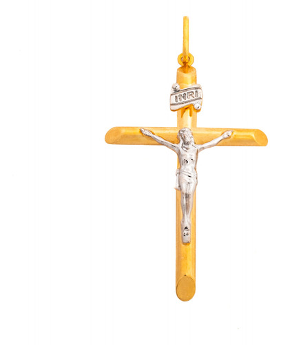 Cristo/cruz 2 Oros. Oro Italiano De 14 K. Oro Fino Joyería.