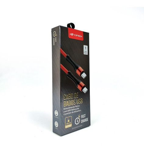 Cabo Usb Tipo C 3.a Fast Charge Cb-p160rd Vermelho C3tech®