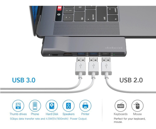 Imagem 2 de 6 de Hub Dodocool 8em2 Usb-c Multi Portas Usb-c Dc73gy