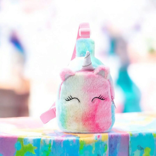 Bolso De Pecho Unicornio De Felpa Colorido Niña Colorful Felpa Colorido Felpa Rosado Rosado