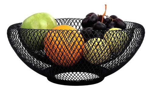 Canasta Huevera Malla Metalica Panes Frutas Verduras Color Negra Malla 3090521