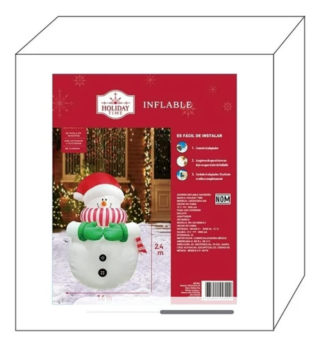 Inflable Holiday Time Muñeco De Nieve 2.4 De Altura