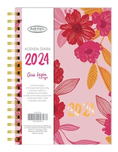 Agenda 2024 Diaria Doble Espiral Flowers Love