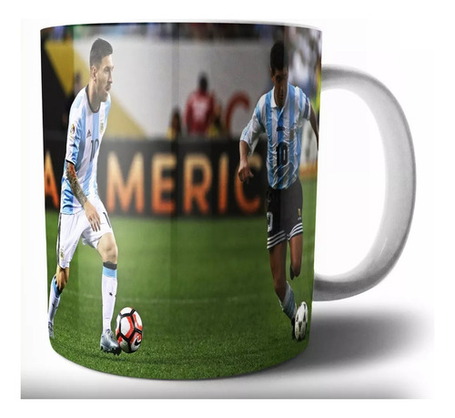 Taza De Cafe Ceramica Argentina Messi Maradona Futbol