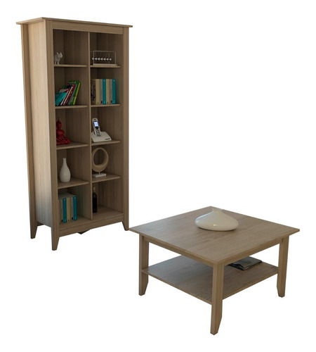 Librero Essential + Mesa De Centro - Rovere