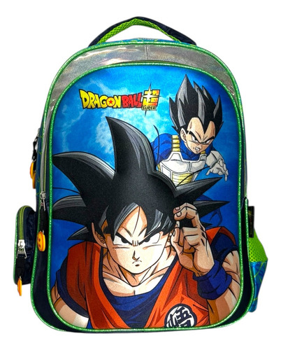 Kit Mochila Dragon Ball Goku Vegeta Lonch Lap Original Prima Azul Azul