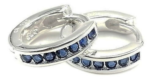 Aros Argolla Mini Circones Azules Plata Fina 925