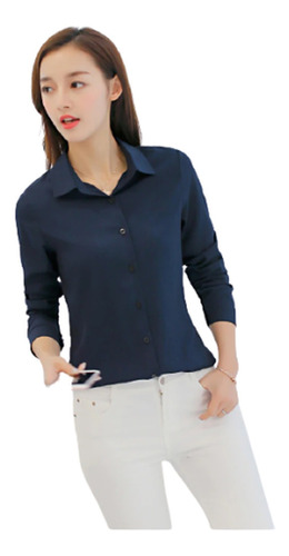 Blusa Camisa Básica Para Mujer Manga Larga M-109