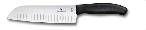 Cuchillo Santoku Victorinox Con Alvéolos Chef Profesional Color Negro