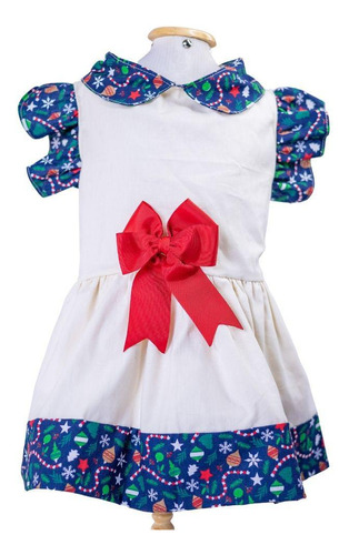 Vestido Pet De Natal Bege Com Gola Tamanho Pp1