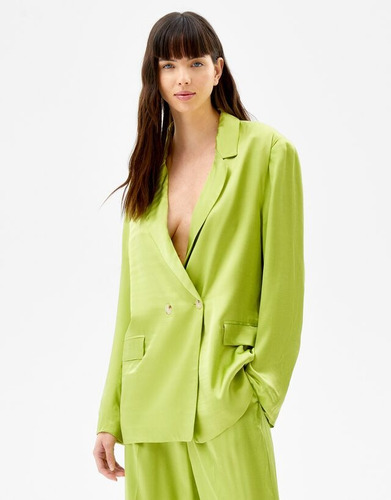 Blazer Bershka Mujer Verde Lima